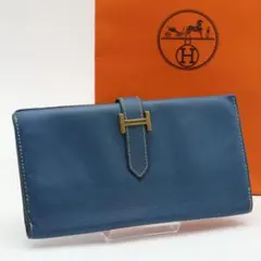 極美品】HERMES ベアンクラシック シェーブル 青 長財布 - メルカリ