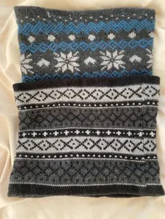 ネックウォーマー　2枚セット　グレー　ブラック　フリース素材