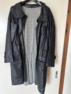 極美品 レザー ロングコート ブラック M相当