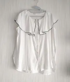 しまむら ビッグカラーブラウス ホワイト 大襟ブラウス 白 トップス