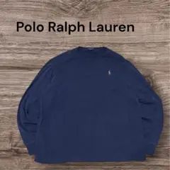 PoloRalphLauren ポロラルフローレン刺繍ロゴロンTネイビーフェード