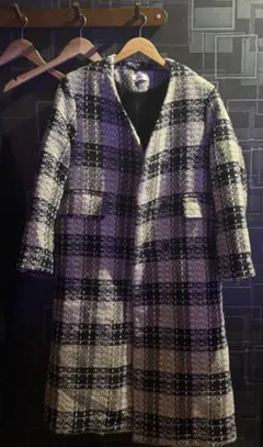 チェック柄ロングコート