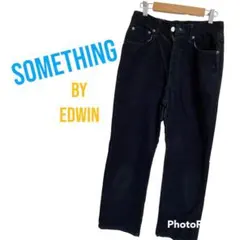 【SOMETHING】パンツ　メンズ　レディース　スウェードパンツ　ブラック