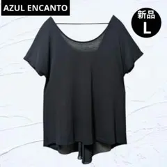 ❤新品❤アズールエンカント 異素材切替カットソー 半袖 Tシャツ 黒 Lブラウスのサムネイル
