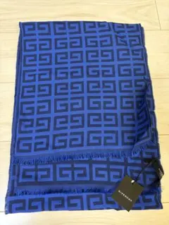 GIVENCHY ジバンシィ マフラー ロゴ 総柄 ブルー