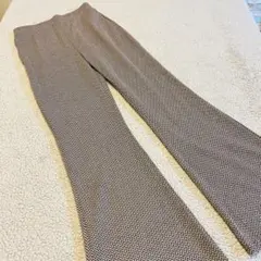 極美品♥︎しまむら♥︎ルティーク♥︎幾何学模様【M】ゴム　ワイドフレアパンツ ベージュ