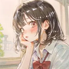 オリジナルイラスト　手描き　アナログ　創作　水彩画　女の子　イラスト