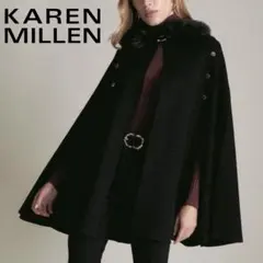 KAREN MILLEN カレンミラン ファーカラー ケープ ポンチョ ブラック 2026年最新】Karen Millen カラー：ブラック系 レディース ポンチョ