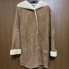 ブラウン フード付きムートンコート