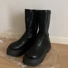 厚底ブーツ ブラック ストレッチ素材　コスプレのサムネイル