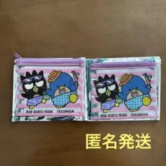 スシロー　サンリオ　はぴだんぶい　ファスナーポーチ　2個　ばつ丸　タキシードサム