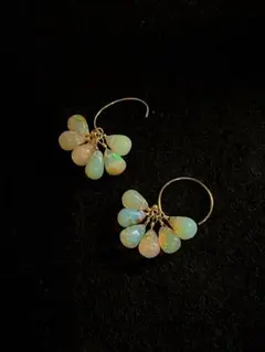 プレシャスオパール　6粒ピアス　14kgf ハンドメイド