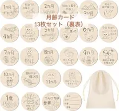 月齢カード お祝いフォト 13枚セット裏表 収納袋付き 写真道具 月齢フォト