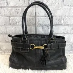 COACH レザー トートバッグ ハンドバッグ ブラック 編み込み y2k 
