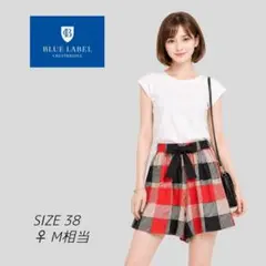 美品　近年　クレストブリッジ　総柄チェック　キュロットパンツ　赤黒　38　日本製のサムネイル