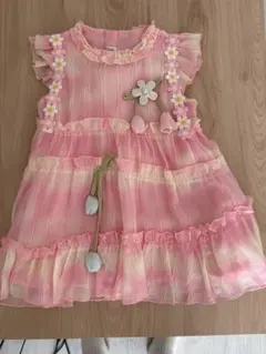 キッズ ノースリーブ ワンピース ピンク 花柄