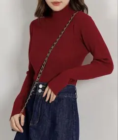 【DAYCLOSET タートルネックリブニット トップス ニット】