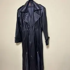 黒　皮革ロングコート　竹の子　コスプレ衣装