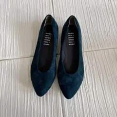 fitfit ポインテッドトゥ パンプス 24.5 グリーン スエード調