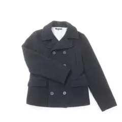 【美品】ユナイテッドアローズ Pコート メルトンウール 黒 ストライプ裏地 M