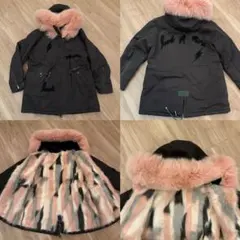 モッズコート ファー裏地 ピンクフード 韓国製