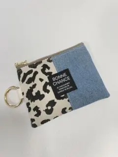 ハンドメイド カラナ付きビミニポーチ レオパード柄 小銭入れ コインケース