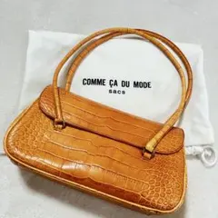 COMME CA DU MODE クロコ型押し ハンドバッグ オレンジ 保存袋付