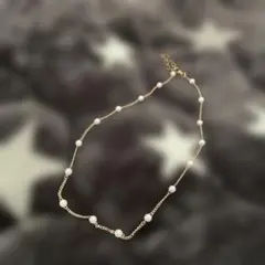パールゴールドチェーンネックレス