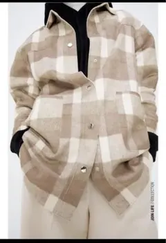ZARA Sサイズ　チェック柄オーバーサイズシャツジャケット