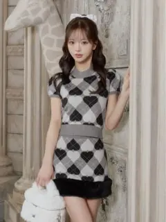 Darich アーガイルハートチェックニットセットアップ