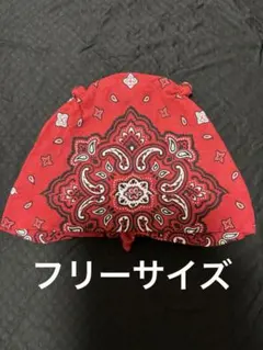バンダナ柄 ドゥーラグ レッド　帽子