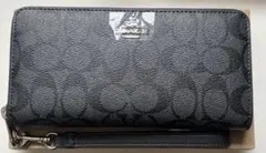 COACH 長財布 アウトレット品 ブラックスモーク×ブラック