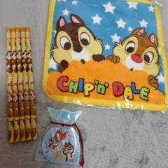 チップとデール タオル、鉛筆、小さいメモ帳