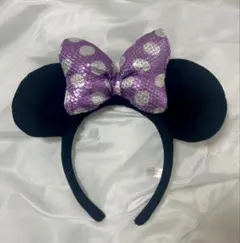 ミニーマウス風カチューシャ（スパンコール付き）　紫