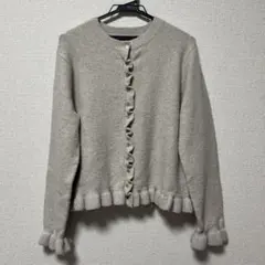 ZARA フリルニットカーディガン ベージュ