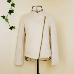 Opaque.clip シングルライダースジャケット　スエード　ゴールドジップ