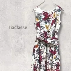【ティアクラッセ】ノースリーブワンピース M フレアスカート 花柄ワンピ 春夏