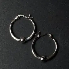 シルバー925 silver ワンポイントフープピアス/軽研磨仕上げ/両耳