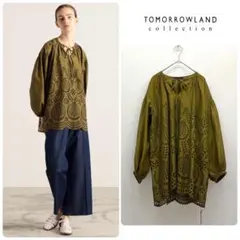 TOMORROWLAND collection☆チュニックブラウス☆刺繍☆カーキ - メルカリ