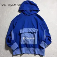 GU×PlayStation/ロゴコラボパーカー/ビッグシルエット/ブルー/XLのサムネイル