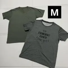メンズ　Tシャツ　UNIQLO ジーユー　グレー　カーキ　半袖　2枚セット