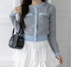 【極美品】clear≪新色追加≫配色ゴールドボタンカーディガン[CL9503]