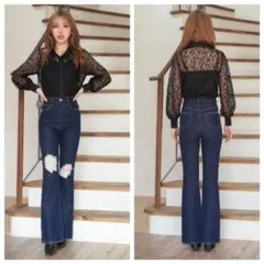 新品定価1.4万 人気完売 DarichヴィンテージダメージフレアデニムパンツS