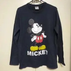 ミッキーマウス プリント Tシャツ L 黒