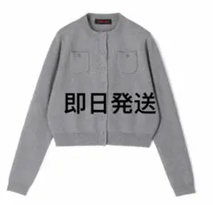 CABaN コットンカシミヤ　クルーネックカーディガン　ライトグレー