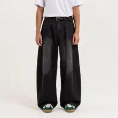 【美品】Nanmo. ヴィンテージウォッシュワイドデニムパンツ ブラック Mのサムネイル