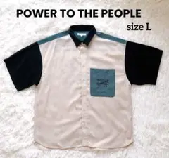 POWER TO THE PEOPLE MAP刺繍 メンズシャツ BDシャツ L