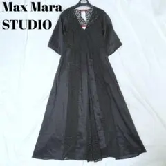 美品✨マックスマーラストゥディオ レース切替ラミーマキシワンピース 黒のサムネイル