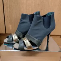 ネイビー オープントゥ ハイヒールパンプス