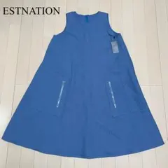 ESTNATION【21SS 麻 未使用 タグ付】ノースリーブ ワンピース M位